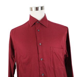 Pronto Uomo Shirt Men's 16.5 36/37 Tall Dress Non Iron Dark Red